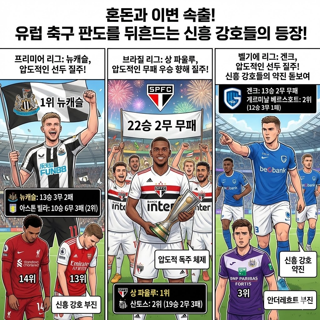 프리미어리그 뉴캐슬 선두 질주, 브라질 리그 상파울